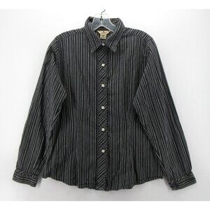Woolrich Top Medium Shirt Button Up Striped Classic Preppy Cotton